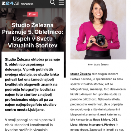 Studio Železna praznuje 5. obletnico: Uspeh v svetu vizualnih storitev